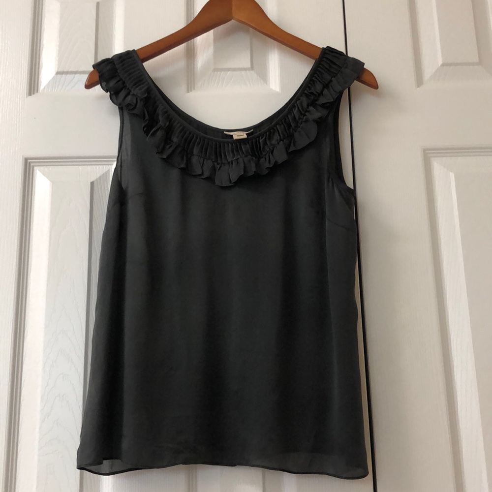 J.Crew ruffle neck 100% silk camisole